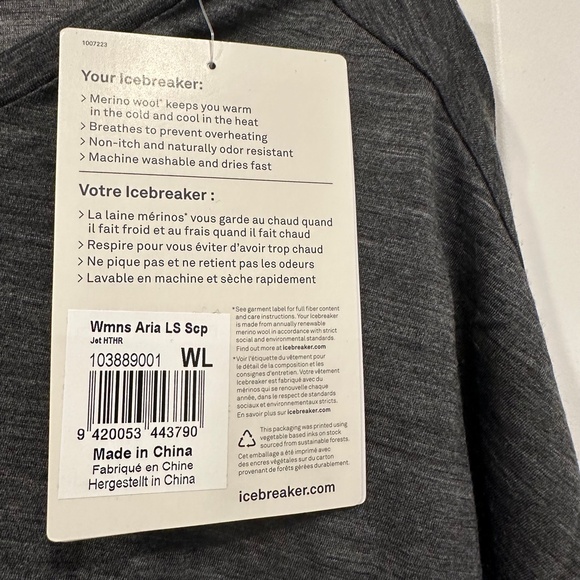NWT Icebreaker Merino Aria Scoop Long Sleeve Top (Large) - Picture 3 of 6